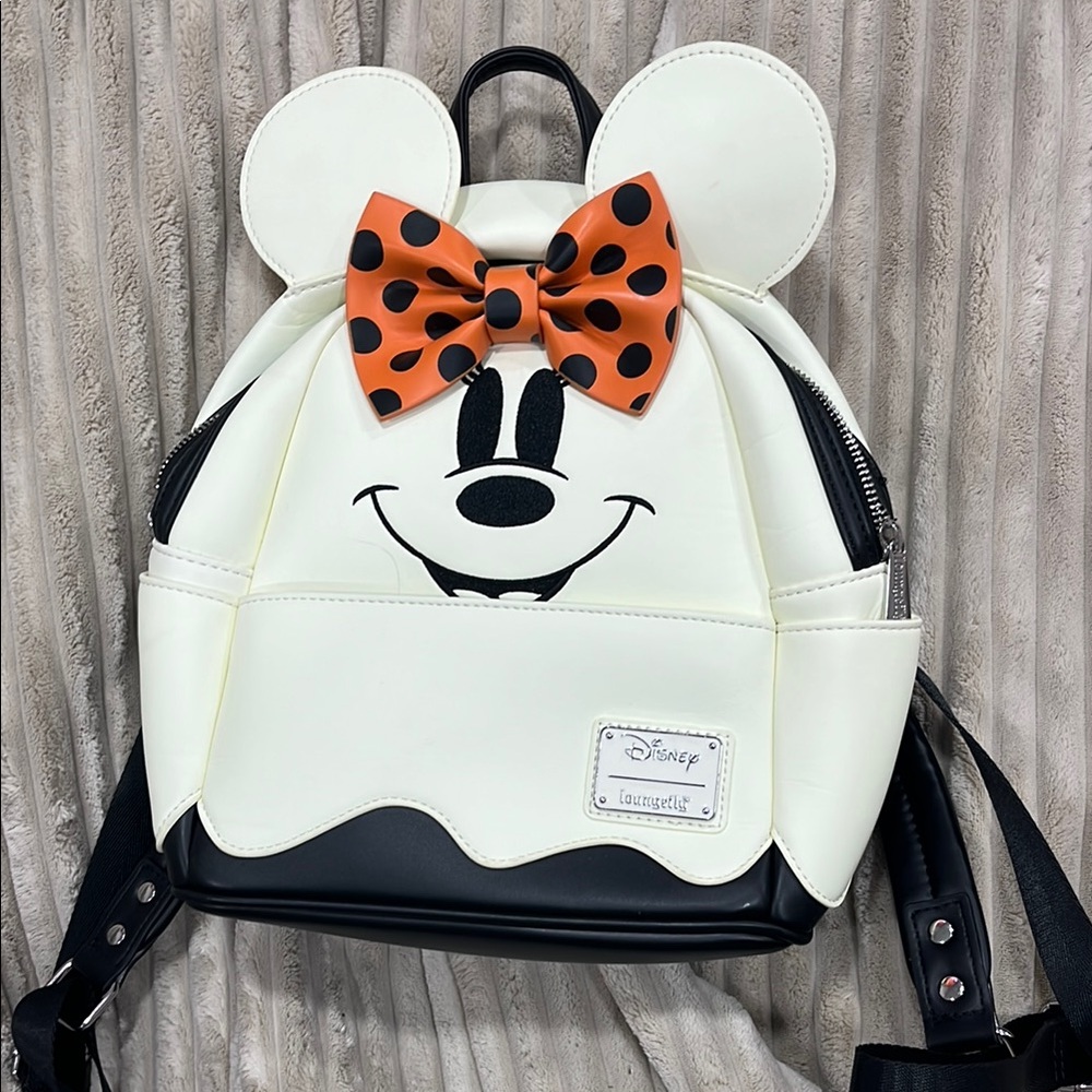 Disney Halloween glow in the dark Backpack with Orange Bow
